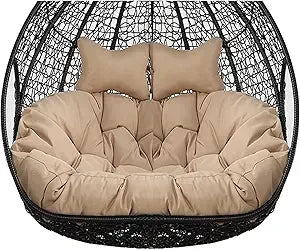 2 Persons Hammock Swing Chair Cushion, Double Egg Chair Pads Luxury Outdoor Patio Wicker Loveseat Hanging Swing Egg Chairs for