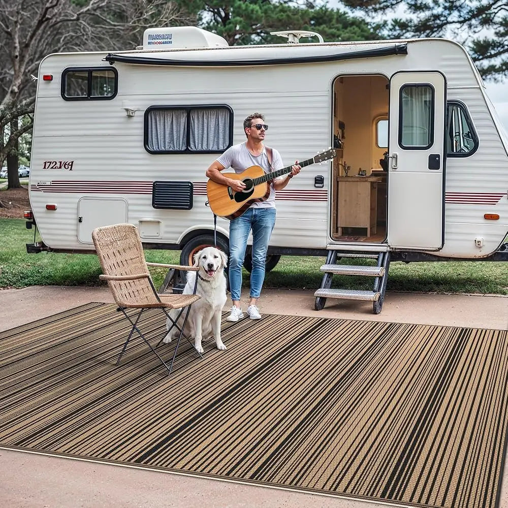 Outdoor Rug For Patio , 8'X10' Waterproof Rugs, Lightweight Plastic Straw Carpet, Reversible Mats For Camping, Porch, Deck, Rv,