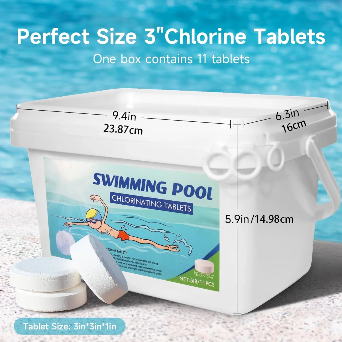 3 Inch 40Lbs Pool Chlorine Tablets - Stabilized Chlorine Tablets for Hot Tubs,Swimming Pools and Spas - Slow Dissolving - Indivi