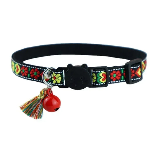 dog jacquard and collar Adjustable cat tassels for bells collars cat pattern plaid collar colorful and pet with embellished