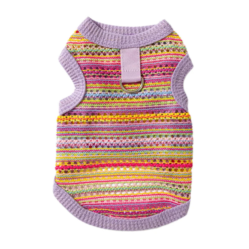 Multicolor Knit Mesh Vest For Dogs & Cats - Breathable Pet Clothing For Teddy, Bichon, And Small Breeds
