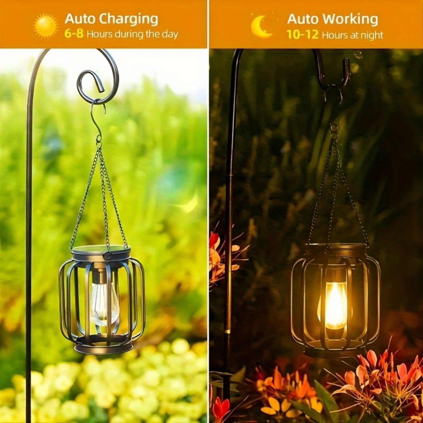 2/4 Pack Brighter Cylindrical Hanging Solar Lights Outdoor, Auto On/Off Outdoor Solar Lights for Yard Garden Patio Pathway Decor