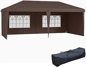 10' x 20' Pop Up Canopy Tent with 4 Sidewalls, Heavy Duty Tents for Parties, Outdoor Instant Gazebo with Carrying Bag for Garde