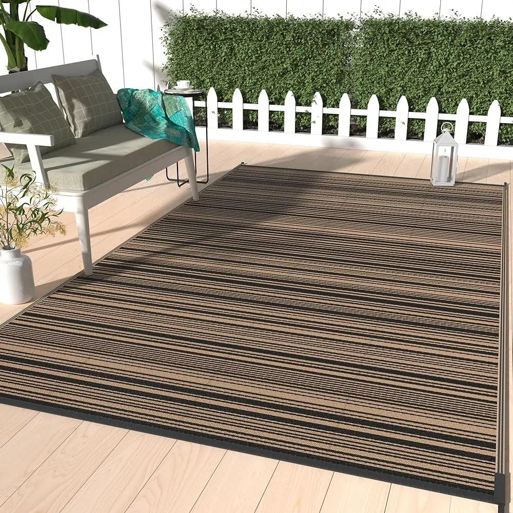 Outdoor Rug For Patio , 8'X10' Waterproof Rugs, Lightweight Plastic Straw Carpet, Reversible Mats For Camping, Porch, Deck, Rv,