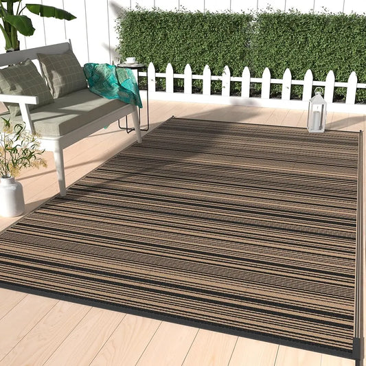 Outdoor Rug For Patio , 8'X10' Waterproof Rugs, Lightweight Plastic Straw Carpet, Reversible Mats For Camping, Porch, Deck, Rv,