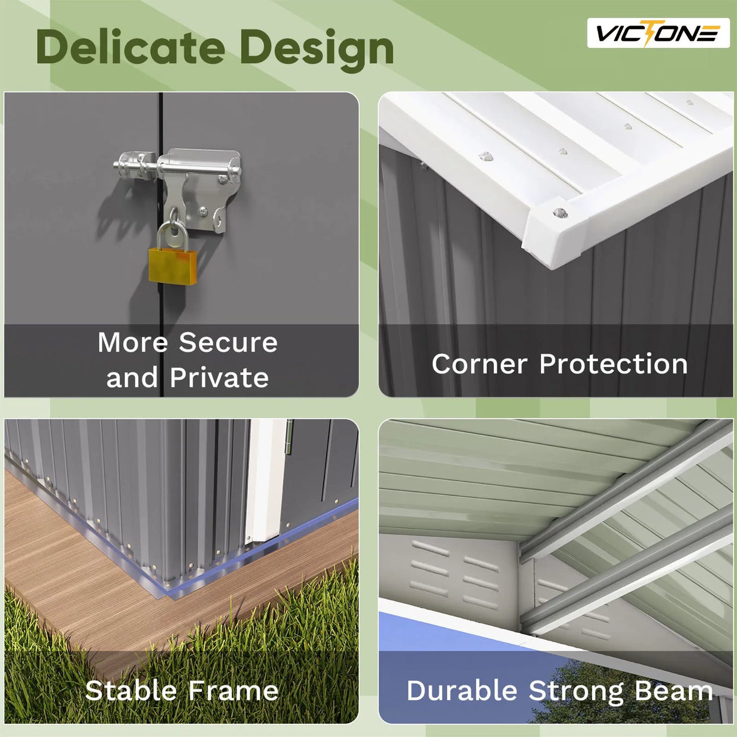 Victone 6' x 4' Metal Outdoor Storage Shed, Steel Utility Tool Shed Storage House with Door & Lock for Backyard Garden, Grey