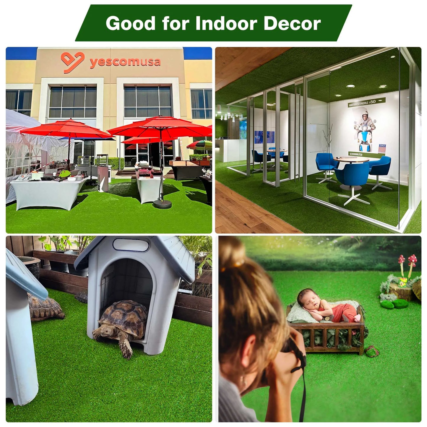 Realistic Synthetic Artificial Grass Mat 65x 3ft with 3/8" grass blades height Indoor Outdoor Garden Lawn Landscape Turf