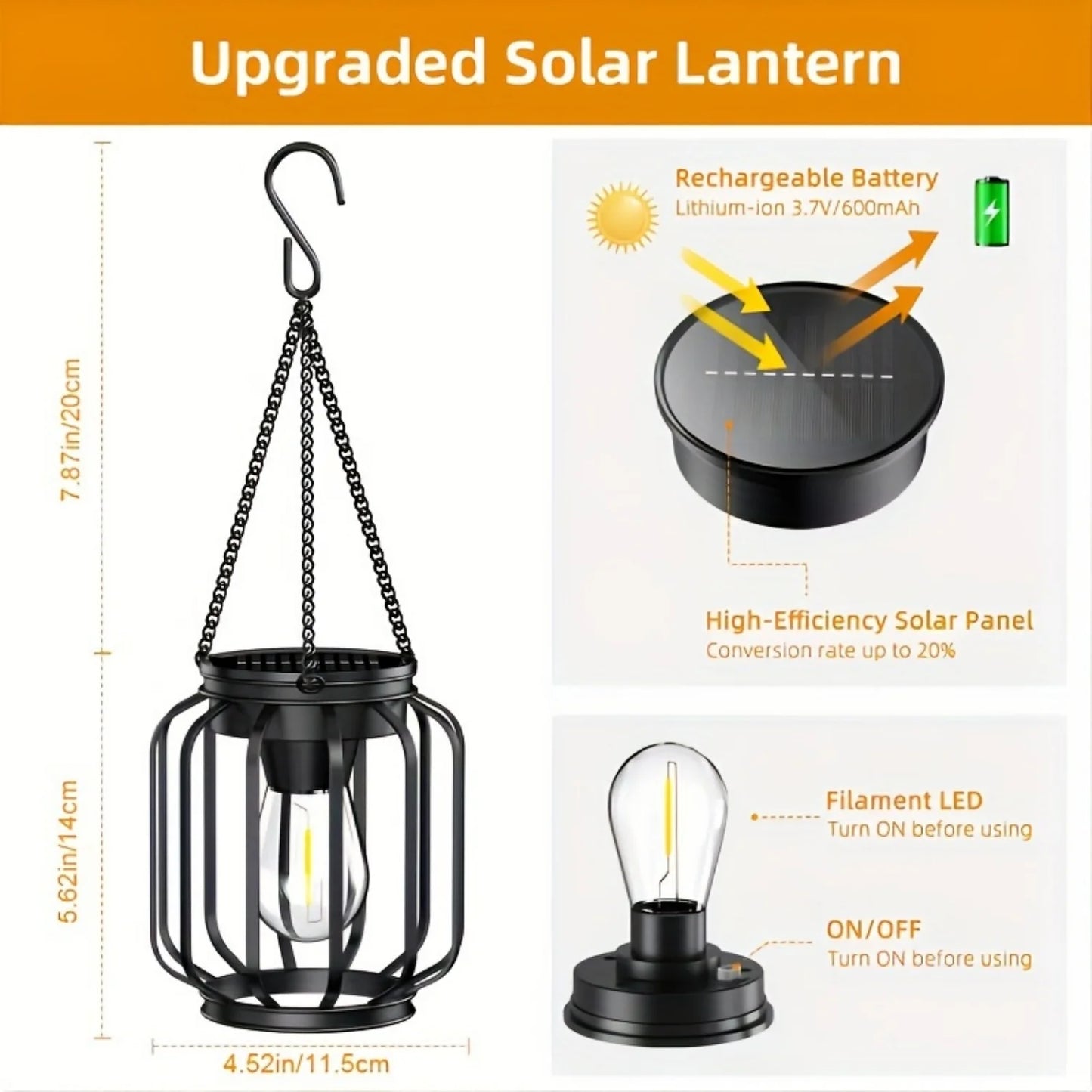 2/4 Pack Brighter Cylindrical Hanging Solar Lights Outdoor, Auto On/Off Outdoor Solar Lights for Yard Garden Patio Pathway Decor