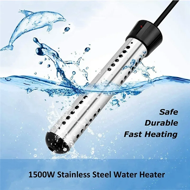 Immersion Water Heater, 2500W Electric Bucket Heater with Timer Auto Shut Off Hot Tub Heater for Home Winter EU Plug Foot warmer