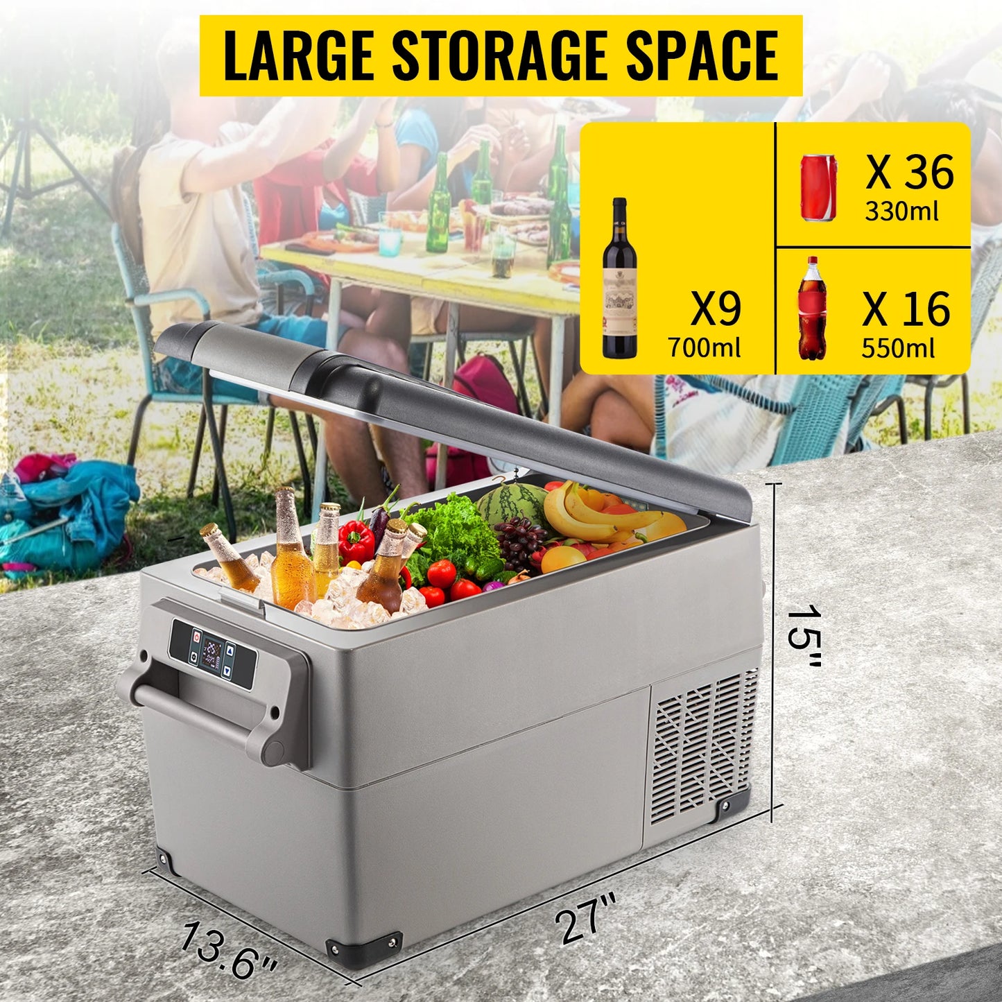 SucceBuy 20L22L35L45L55L Car Refrigerator Mini Fridge Freezer Portable Compressor Cooler 12/24V DC 110-240V Ice Box for Camping