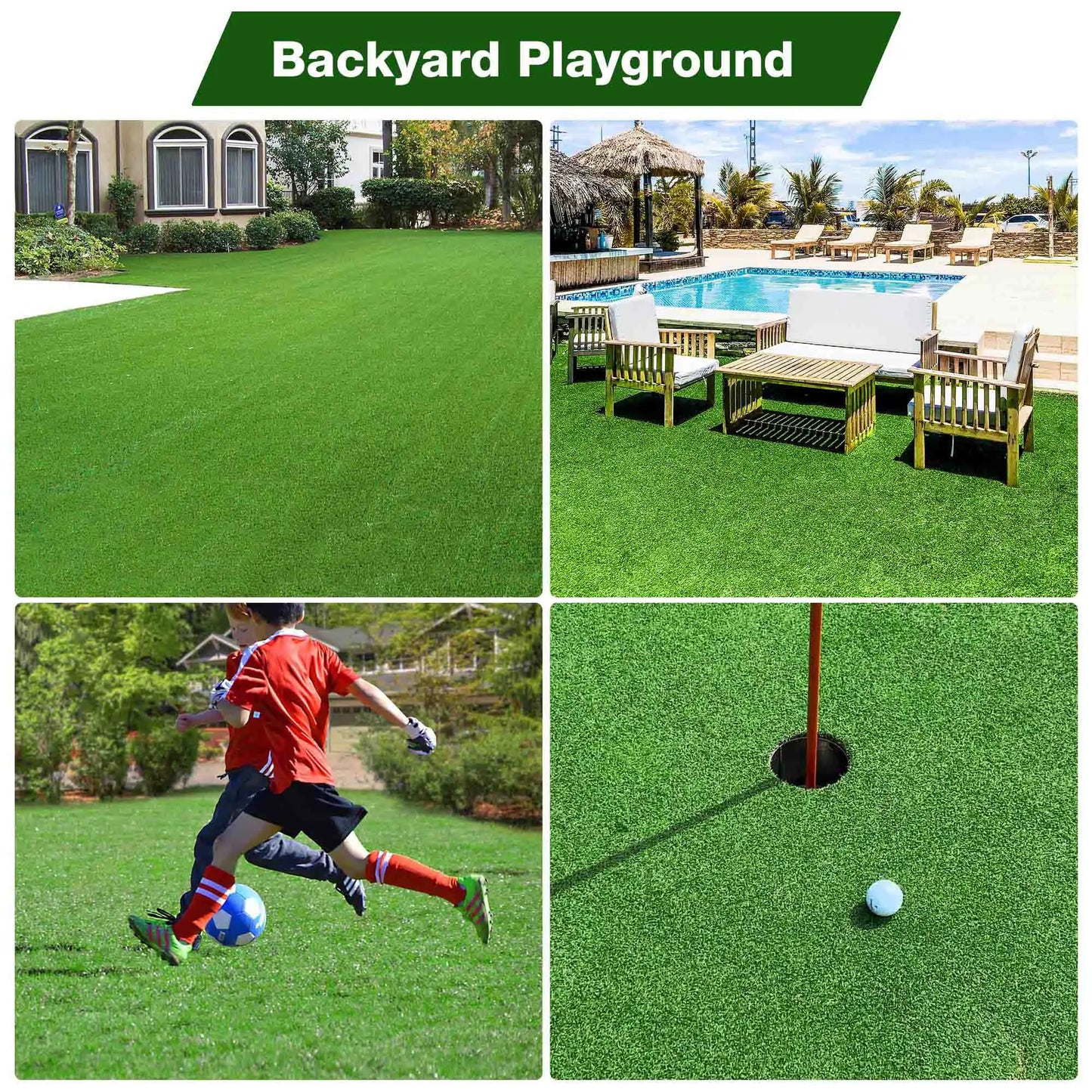 Realistic Synthetic Artificial Grass Mat 65x 3ft with 3/8" grass blades height Indoor Outdoor Garden Lawn Landscape Turf