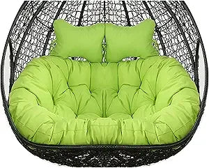 2 Persons Hammock Swing Chair Cushion, Double Egg Chair Pads Luxury Outdoor Patio Wicker Loveseat Hanging Swing Egg Chairs for