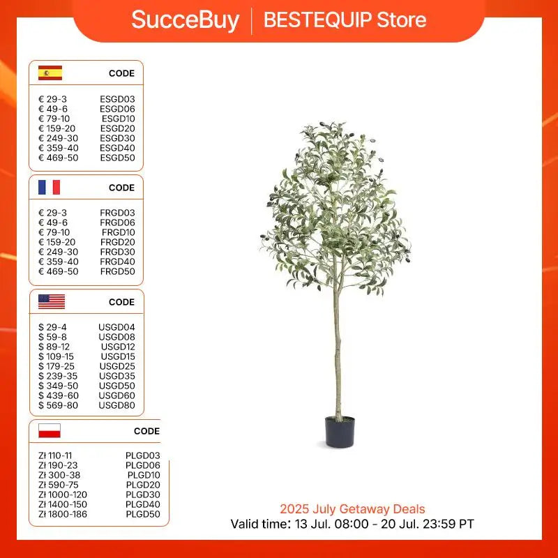 SucceBuy Artificial Olive Tree 4/5/6FT Tall Faux Plant Secure PE Material Anti-Tip Tilt Protection Low-Maintenance Tree for Home
