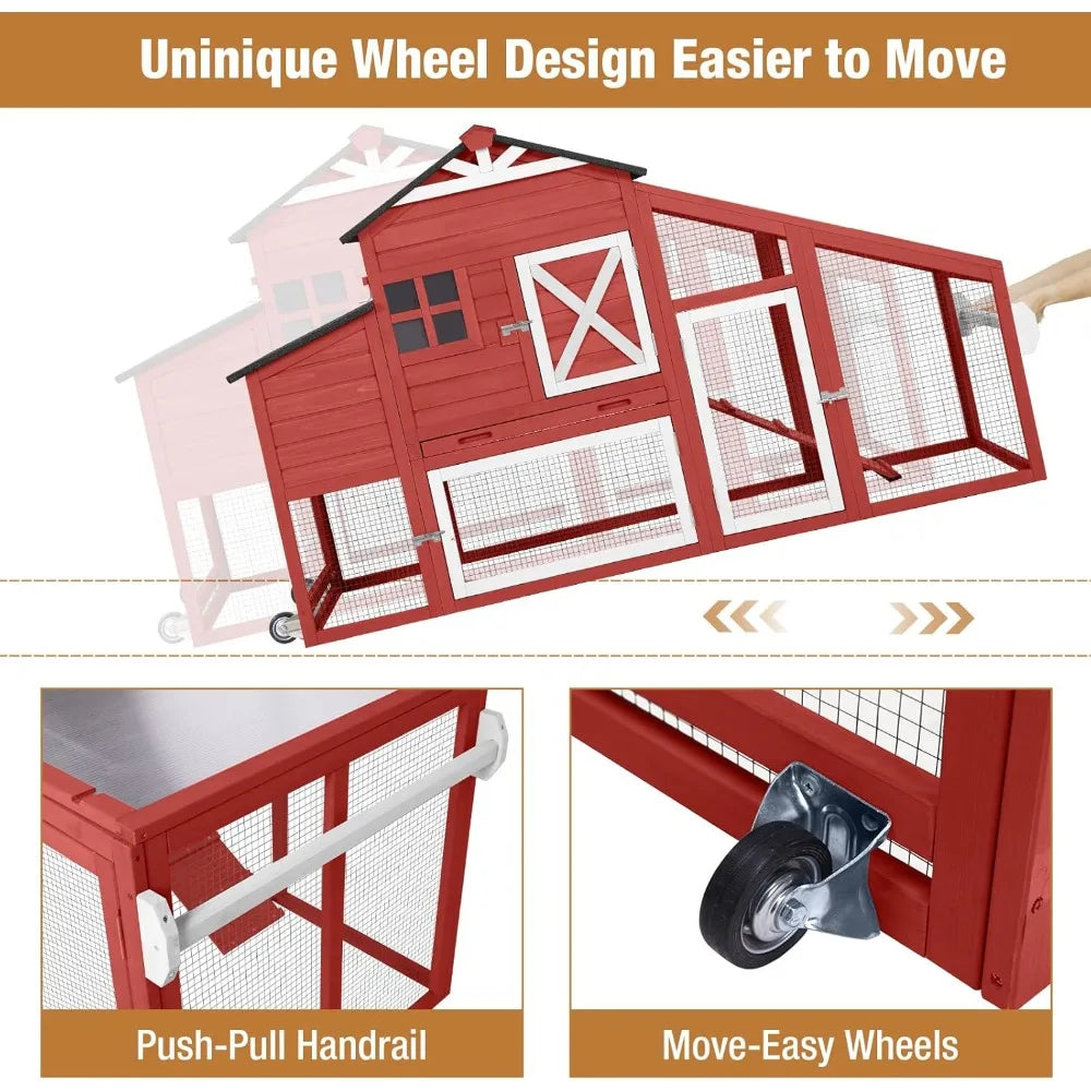 Large Chicken Coop for Outdoor with Nest Box and Removable Tray, Hen House Waterproof for 2-6 Chickens, Outdoor Poultry Cage wit