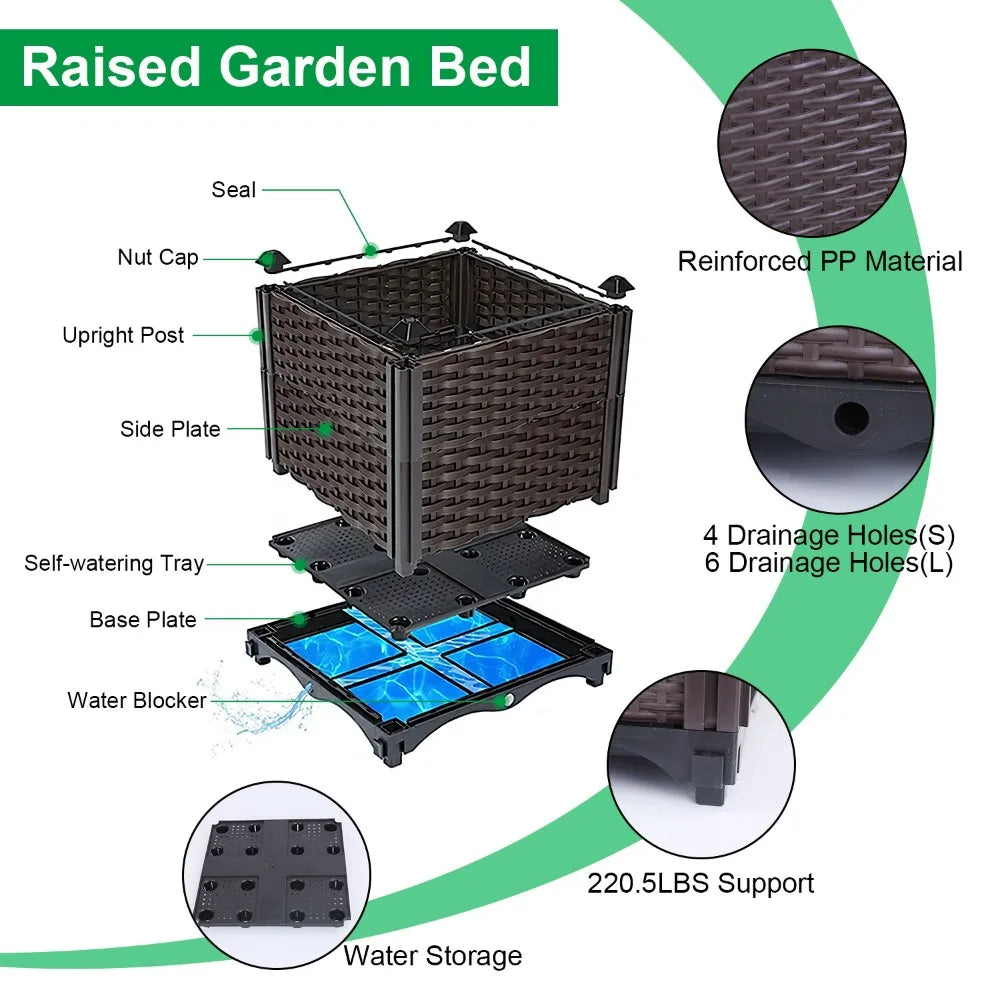 Raised Garden Bed Planter for Outdoor Plants Plastic Planters Box Elevated Garden Boxes Plant Pots