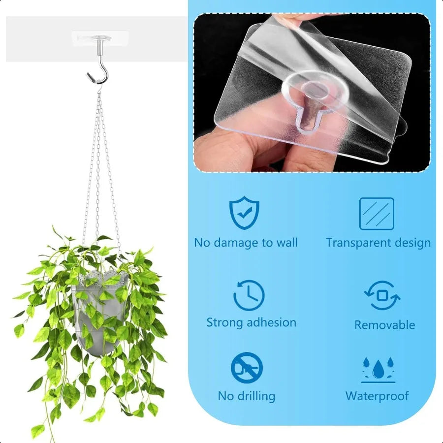 12 Pcs Adhesive Ceiling Hooks No Drilling Ceiling Hooks Outdoor Adhesive Hooks for Hanging Small Plants Wind Chimes Lanterns Ea