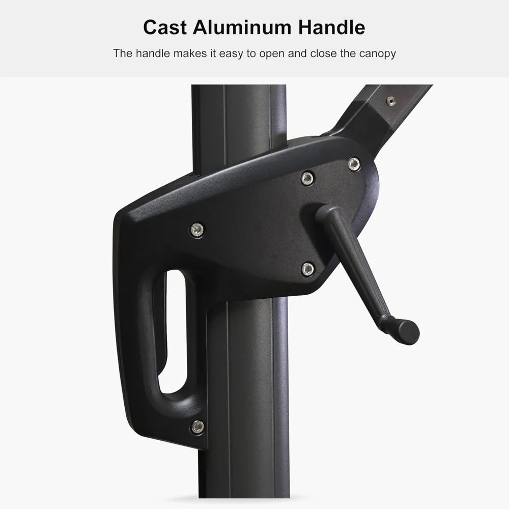 10 Feet Patio Umbrella Outdoor Cantilever Square Umbrella Aluminum Offset Umbrella with 360-degree Rotation for Garden Deck Poo