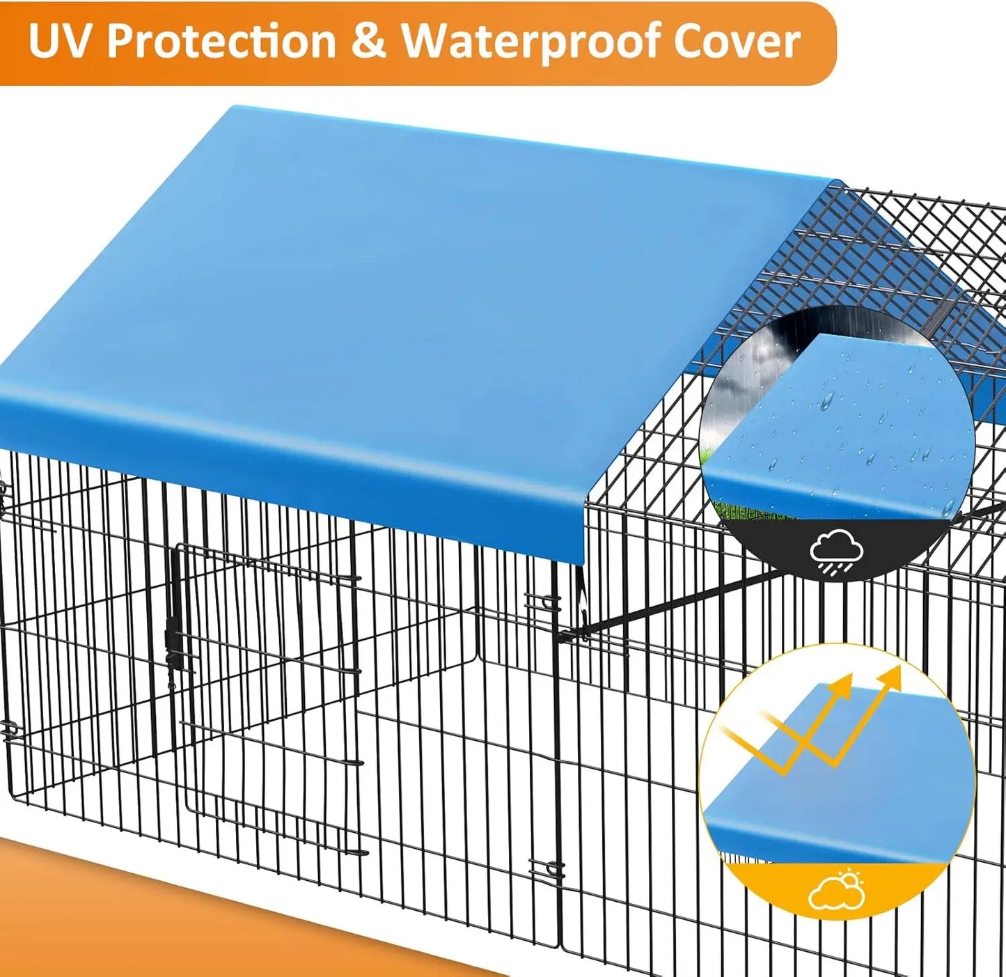 Metal Chicken Coop 86"×40"×39" Chicken Runs for Yard with Cover Playpen Enclosure Pen Kennel Duck CoopCage