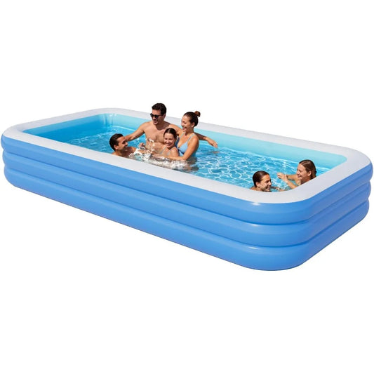 Inflatable Pool for Kids and Adults,Outdoor Hot Tubs,142" x 71" x 21" Blow Up Pools, Rectangular Family Swimming Pool