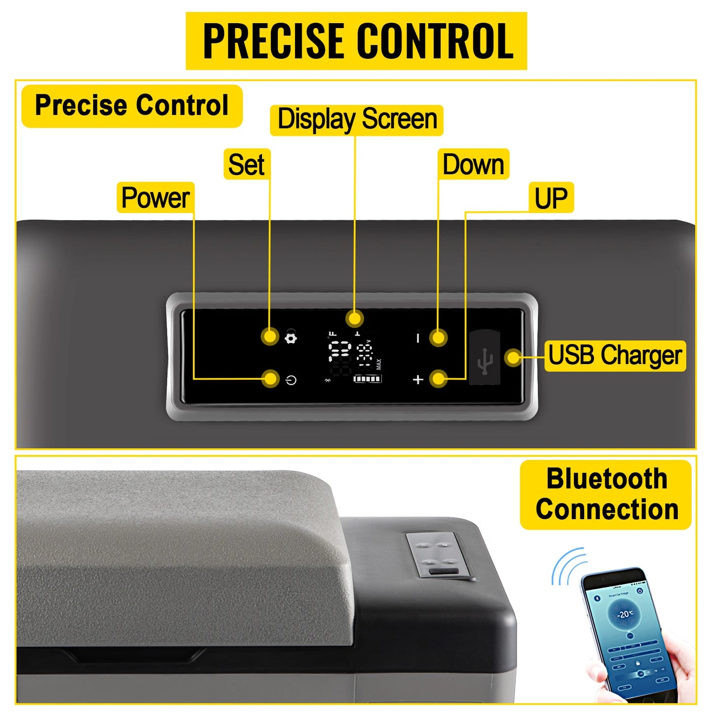 SucceBuy 20L22L35L45L55L Car Refrigerator Mini Fridge Freezer Portable Compressor Cooler 12/24V DC 110-240V Ice Box for Camping