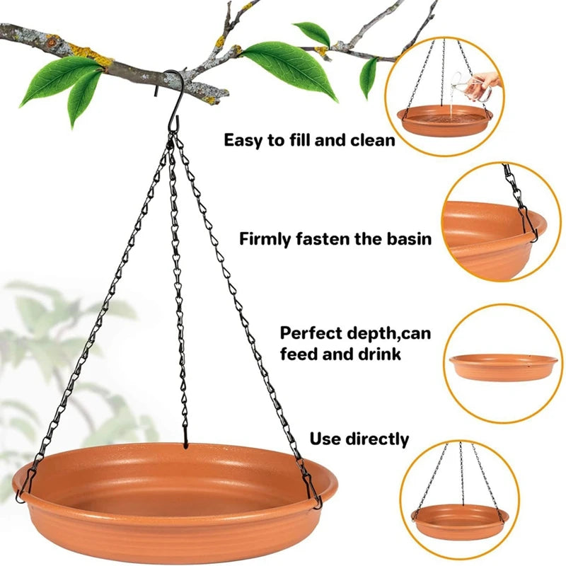 Hanging Bird Bathtub Bird Feeding Dish Tray Platform Feeder Bird Water Bowl Bird Bath for Outdoor Patio Parrot Tree Decorations