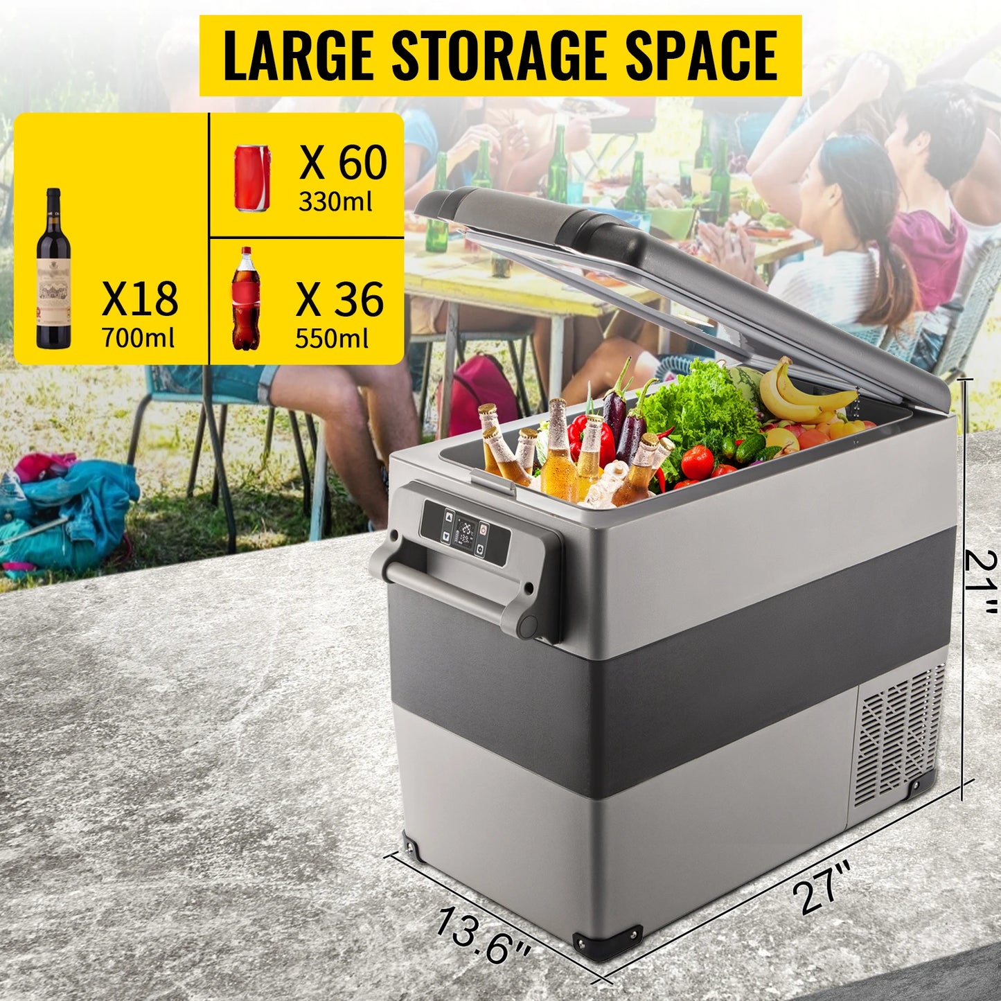SucceBuy 20L22L35L45L55L Car Refrigerator Mini Fridge Freezer Portable Compressor Cooler 12/24V DC 110-240V Ice Box for Camping