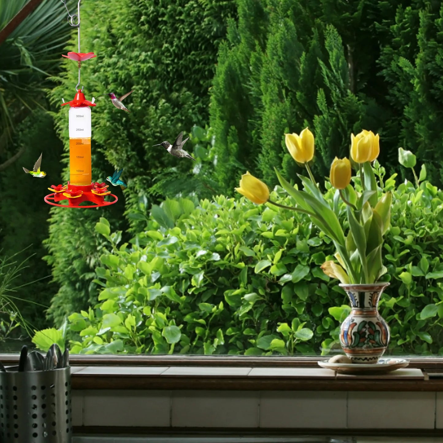 Hummingbird Water Feeders Hanging Garden Hummingbird Drinker Anti-ants Leakproof Easy To Clean Birds Feeding Supplies
