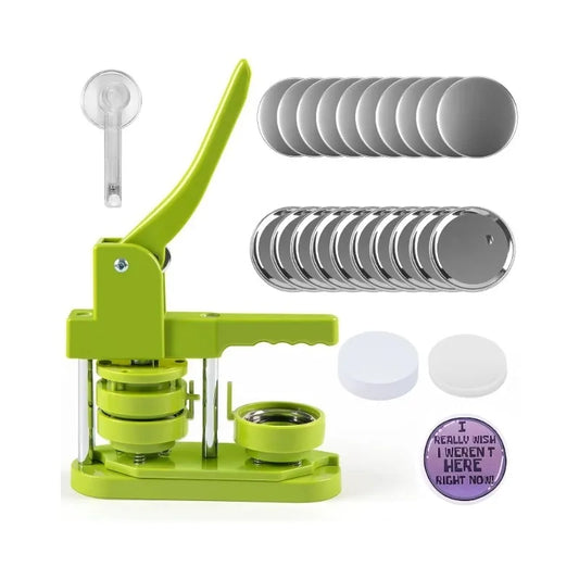 58mm Button Maker Machine DIY Badges Set Button Punch Press Maker Machine with 110 Pcs Button Parts+Circle Cutter