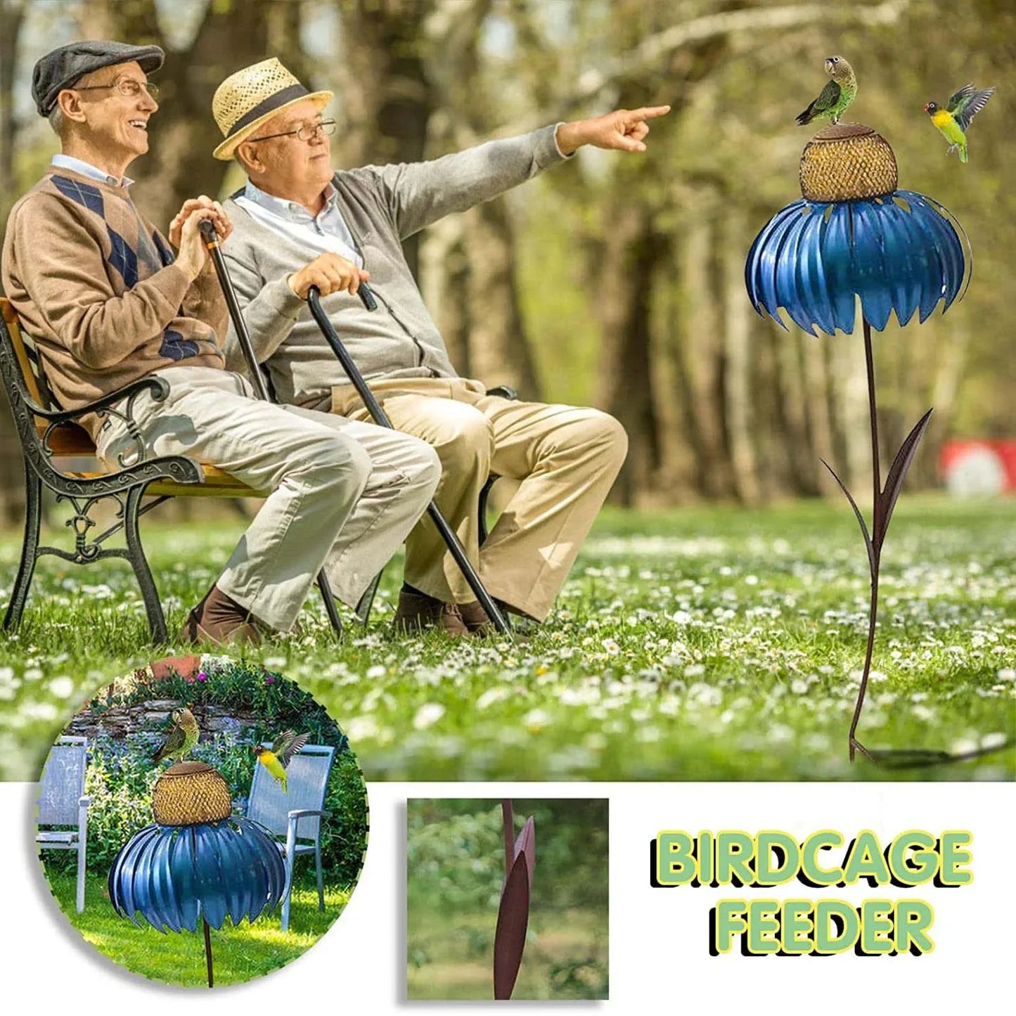 Metal Flower Hanging Bird Feeder Garden Decoration Humming Bird Feeder Pet Food Dispenser Pet Accessories Corridor Balcony Decor