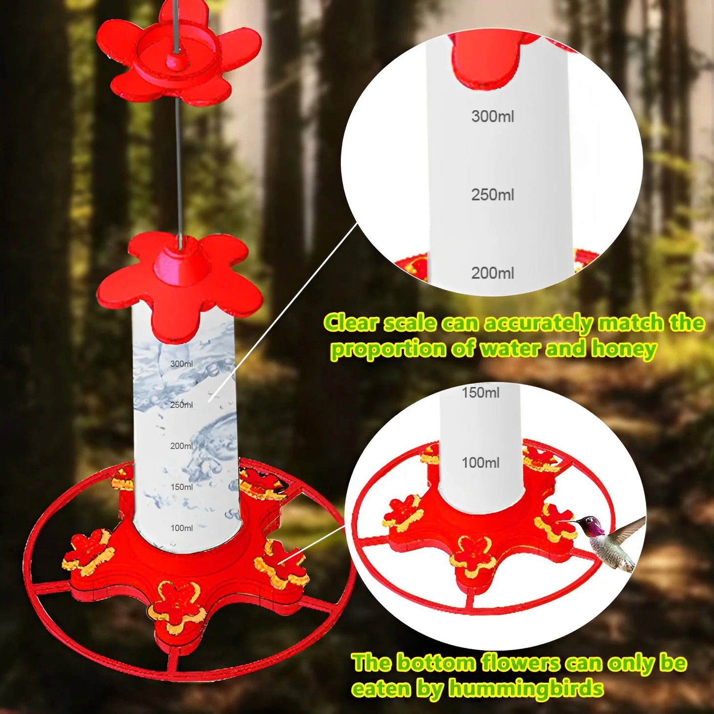 Hummingbird Water Feeders Hanging Garden Hummingbird Drinker Anti-ants Leakproof Easy To Clean Birds Feeding Supplies