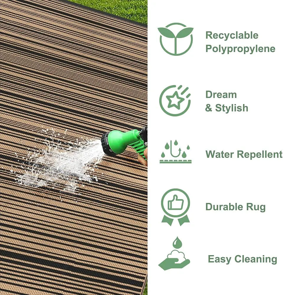 Outdoor Rug For Patio , 8'X10' Waterproof Rugs, Lightweight Plastic Straw Carpet, Reversible Mats For Camping, Porch, Deck, Rv,