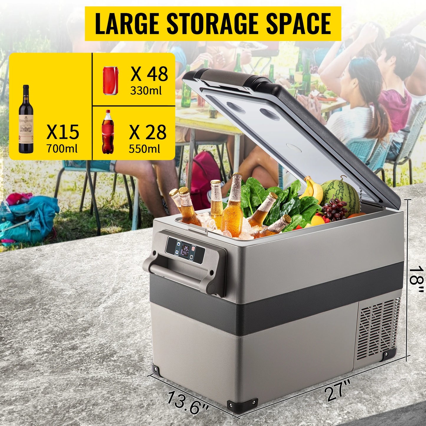 SucceBuy 20L22L35L45L55L Car Refrigerator Mini Fridge Freezer Portable Compressor Cooler 12/24V DC 110-240V Ice Box for Camping