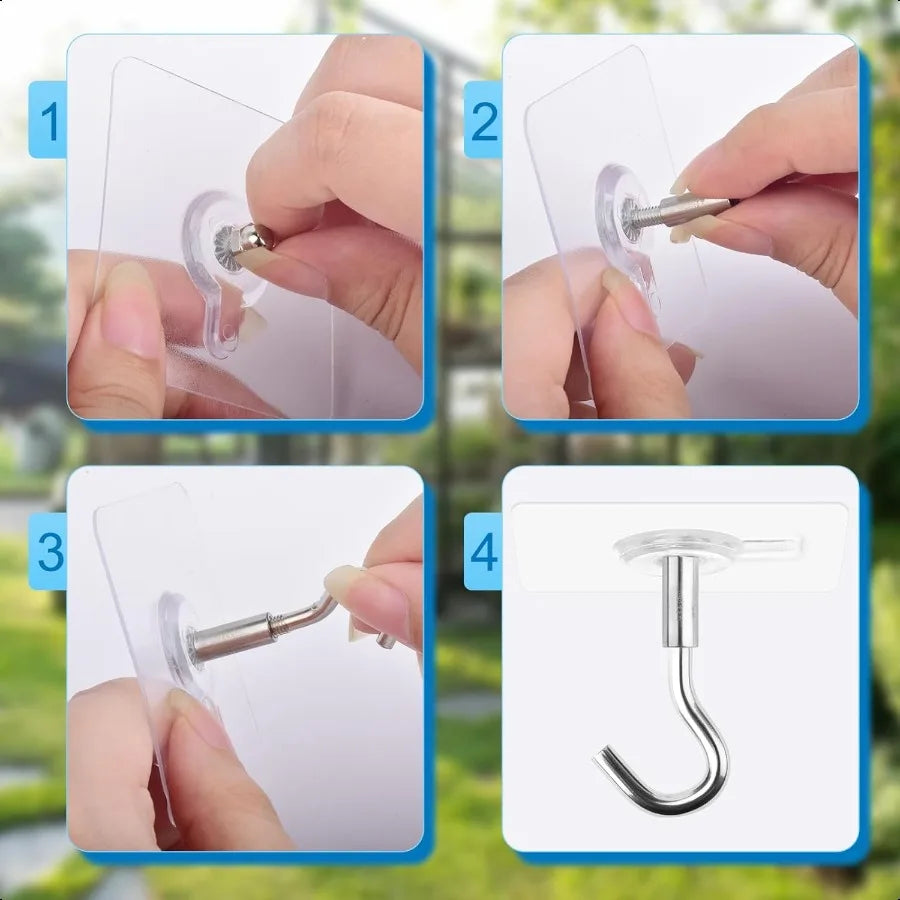 12 Pcs Adhesive Ceiling Hooks No Drilling Ceiling Hooks Outdoor Adhesive Hooks for Hanging Small Plants Wind Chimes Lanterns Ea
