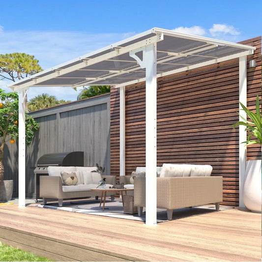 Pergolas and Gazebos on Clearance,Large Wall Mounted Pergola, Outdoor Patio Lean to Gazebo Metal Awnings for Decks,Patio, Porch