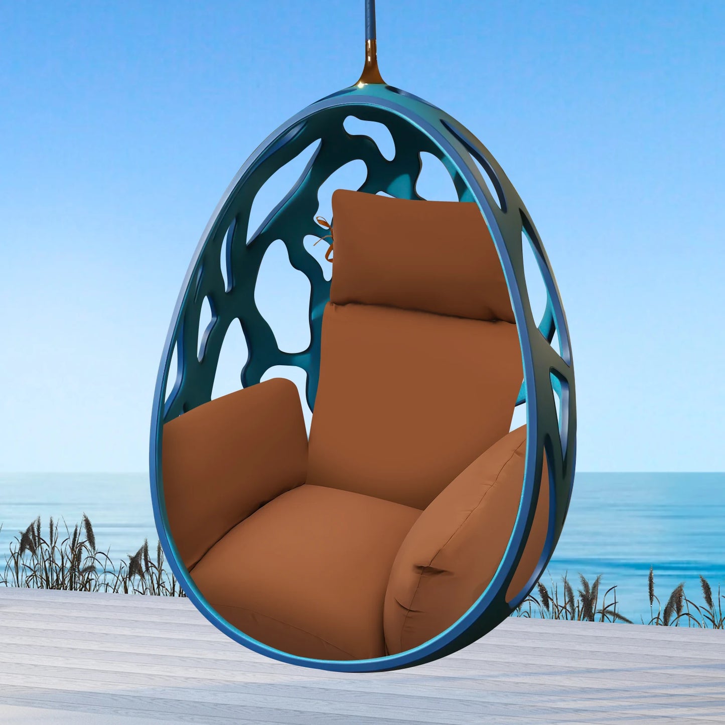 Thicken Hanging Egg Chair Cushion Detachable Hanging Basket Chair Cushion Egg Chair Cushion with Headrest for Patio Garden
