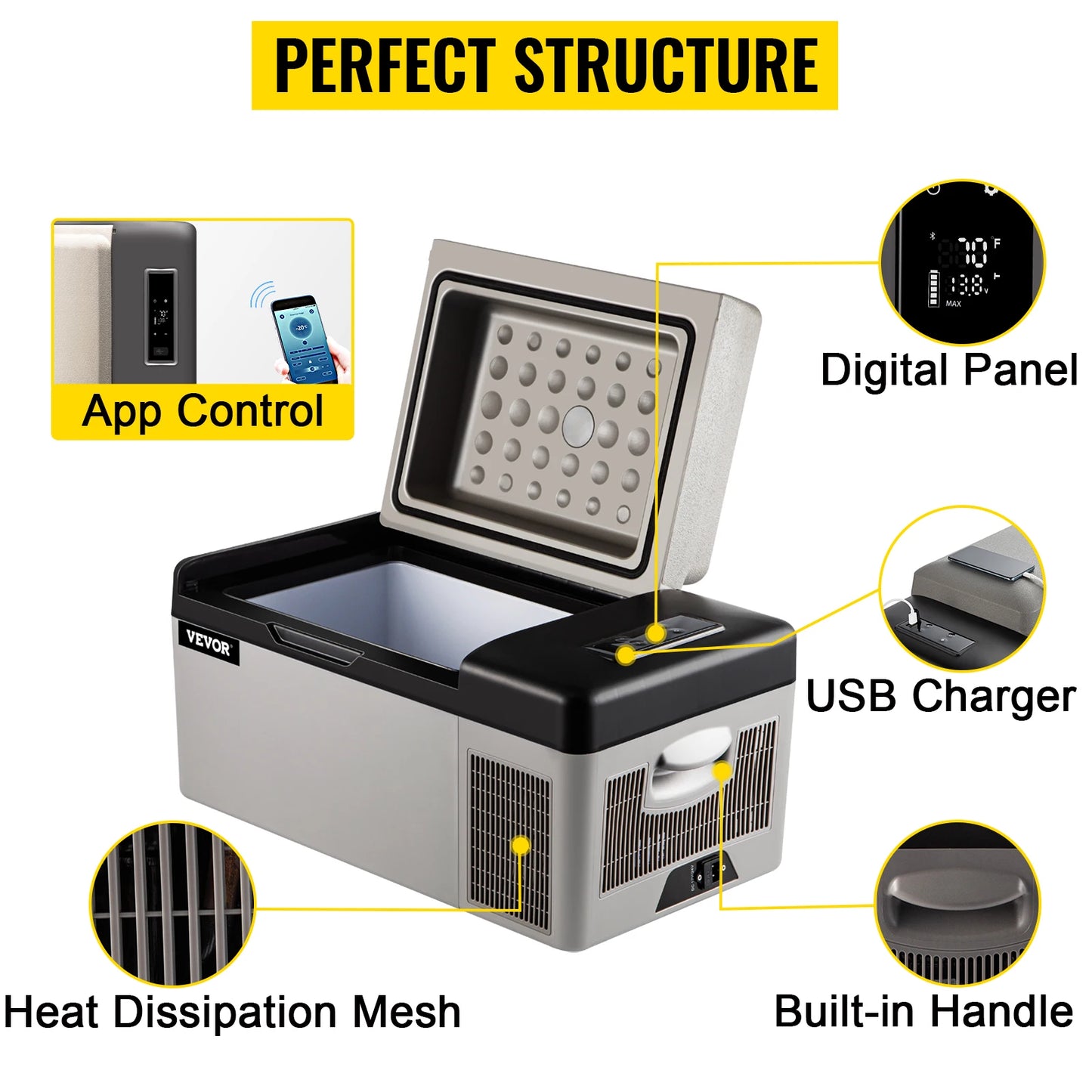 SucceBuy 20L22L35L45L55L Car Refrigerator Mini Fridge Freezer Portable Compressor Cooler 12/24V DC 110-240V Ice Box for Camping