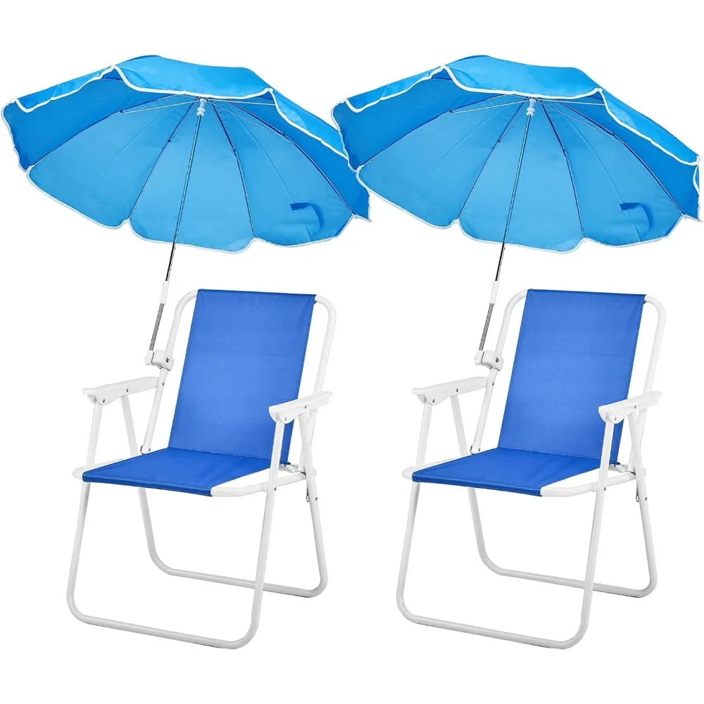 Beach Chair with Umbrella, 2 Pack Beach Chair with 360° Canopy Shadefor Adults，Camping Chairs for Camping, Pool