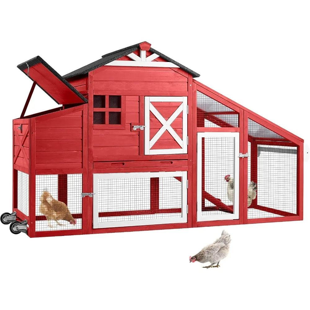 Large Chicken Coop for Outdoor with Nest Box and Removable Tray, Hen House Waterproof for 2-6 Chickens, Outdoor Poultry Cage wit