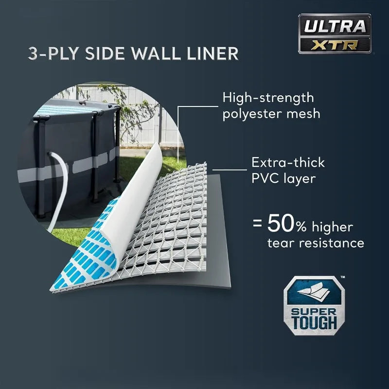 14' x 42" Round Above Ground Outdoor Swimming Pool Set with Sand Filter Pump, Ladder, Ground Cloth, and Po