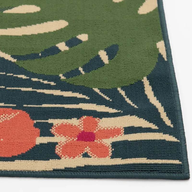 7'x10' Pink Palm Outdoor Rug