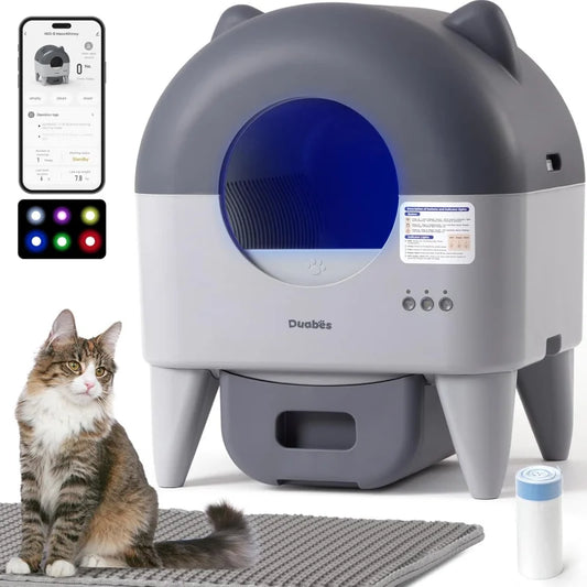 Automatic Self Cleaning Litter Box XXL for Multiple Cats APP Controlled Smart Sensors Odor Free Safety Protection Low Noise