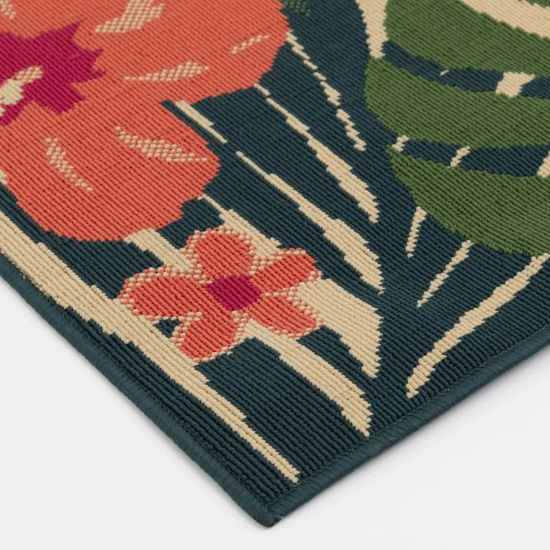 7'x10' Pink Palm Outdoor Rug