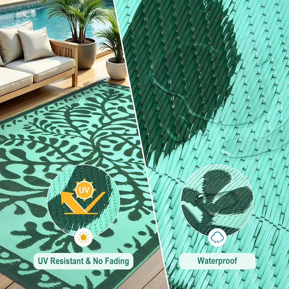 8X10 Outdoor Rug For Patios , Waterproof Camping Rug For Outside Rv, Reversible Plastic Straw Outside Rugs, Large Outdoor Area
