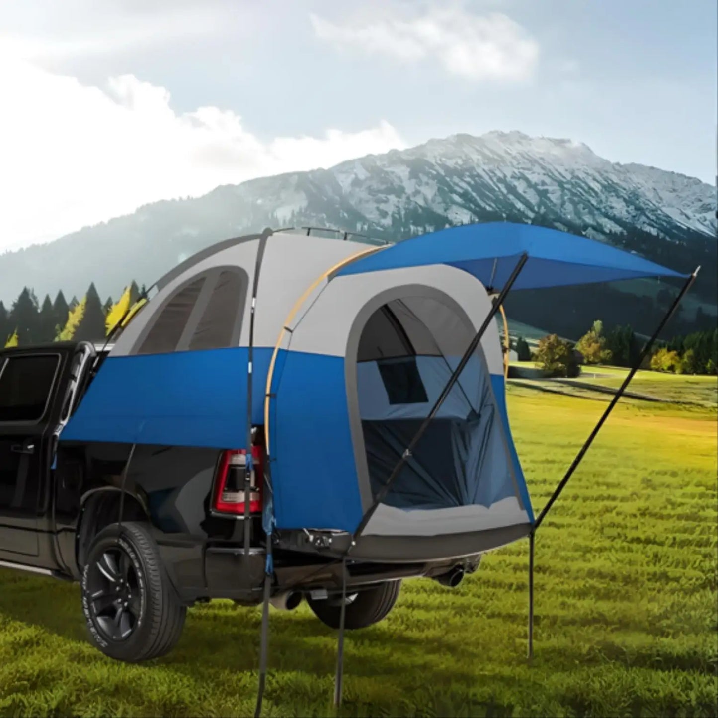 Truck Bed Tent PU3000mm RainProtection Pickup Truck Tents, Easy Set-up For 2 Person, Fits Full Size Short Bed, 5.5-5.8ft/ 6.4-6.