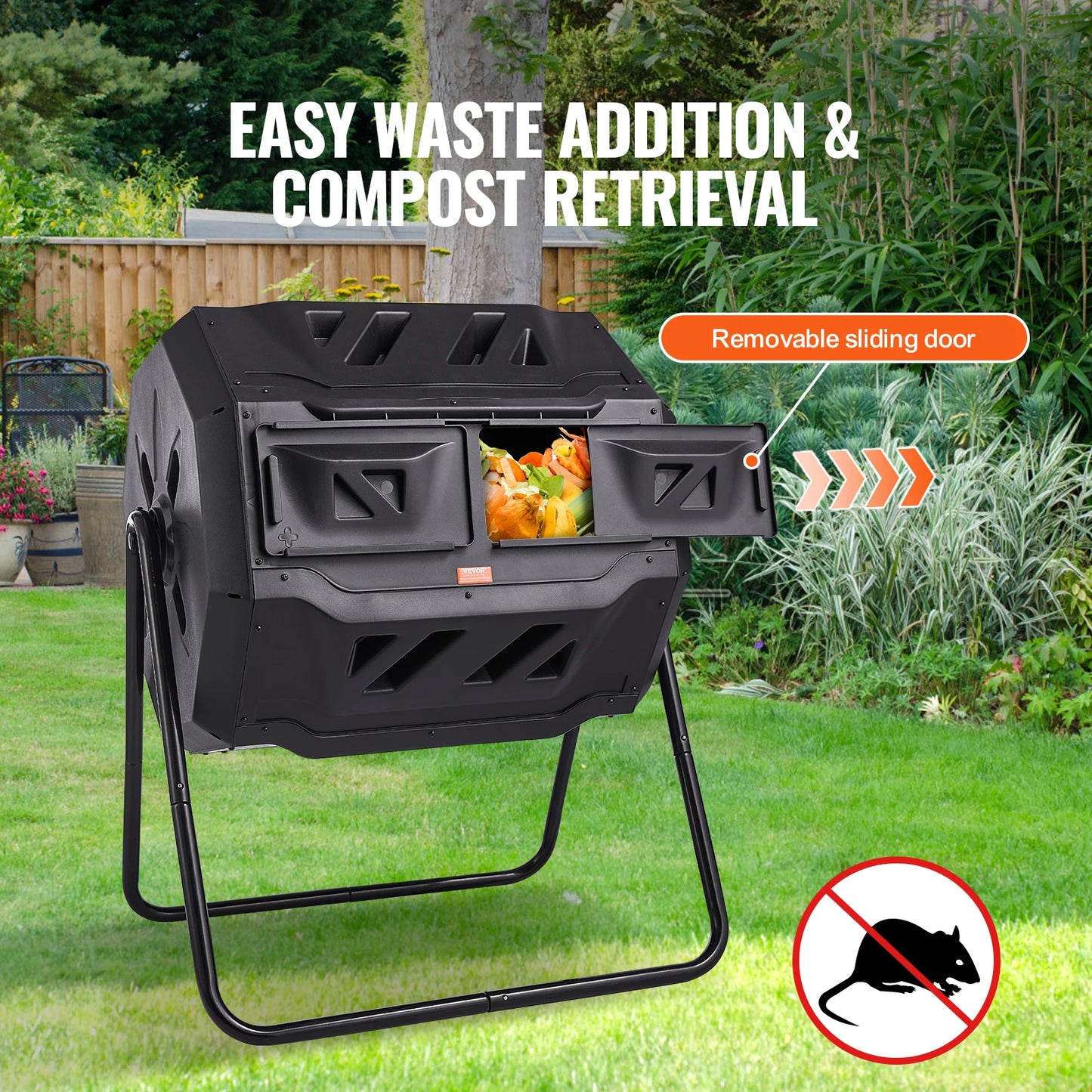VEVOR Compost Bin 18.5/37/43-Gal Dual Chamber Composting Tumbler BPA Free Composter Bin Tumbler for Garden Kitchen Yard Outdoor