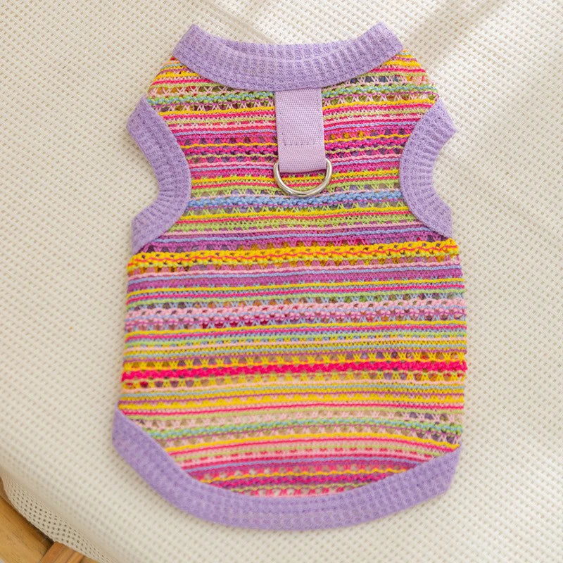 Multicolor Knit Mesh Vest For Dogs & Cats - Breathable Pet Clothing For Teddy, Bichon, And Small Breeds