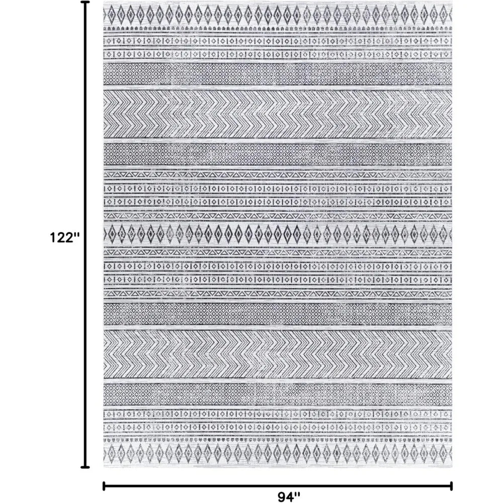 Outdoor Rugs, 8x10 Antibes Global Indoor/Outdoor Black Area Rug, Non Shedding Black White Carpet for Patio, Outdoor Carpet
