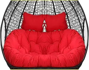 2 Persons Hammock Swing Chair Cushion, Double Egg Chair Pads Luxury Outdoor Patio Wicker Loveseat Hanging Swing Egg Chairs for