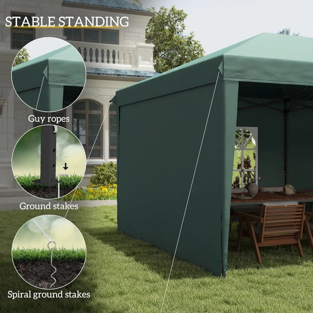 10' x 20' Pop Up Canopy Tent with 4 Sidewalls, Heavy Duty Tents for Parties, Outdoor Instant Gazebo with Carrying Bag for Garde