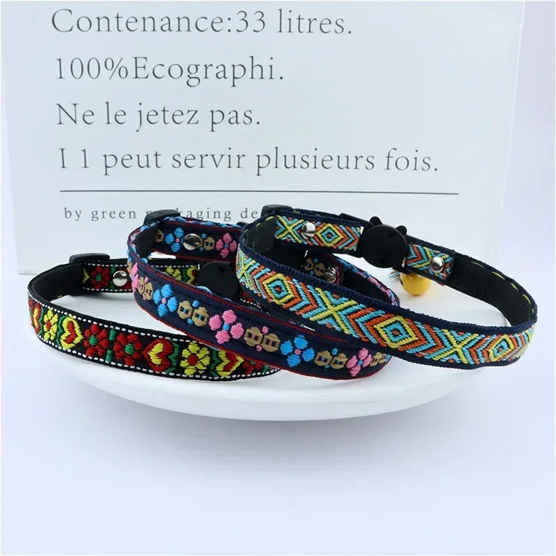 dog jacquard and collar Adjustable cat tassels for bells collars cat pattern plaid collar colorful and pet with embellished